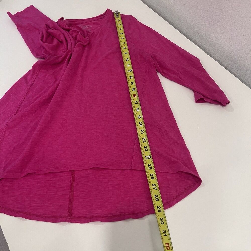 Chicos Ultimate Tee Cotton Slub T Shirt Womens Large Pink 3/4 Sleeves V Neck - Picture 6 of 6